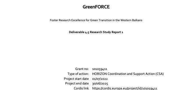 GreenFORCE – Research Study Report 1